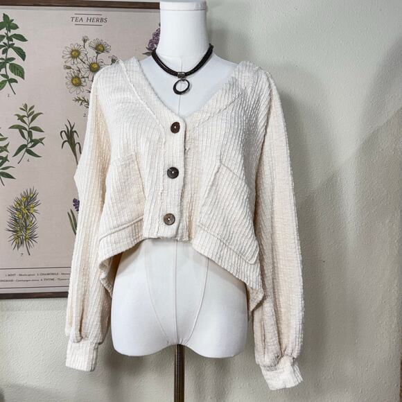 Free People FP Beach Oasis Cream Cardigan Shorts Set Coastal Granddaughter XS - Picture 2 of 9